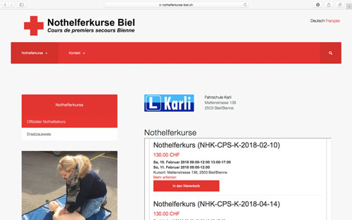 Webseite Nothelferkurse Biel