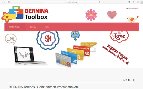 Webseite BERNINA Toolbox